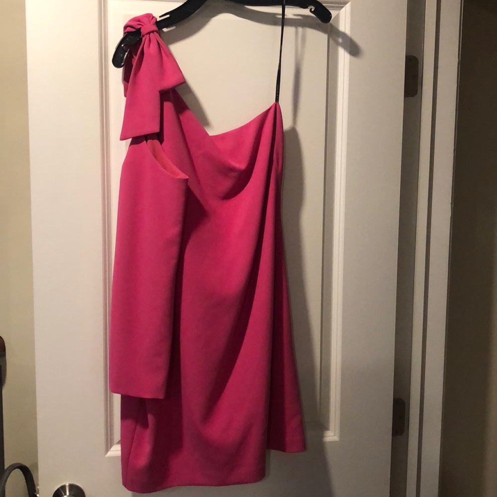 beautiful hot pink black halo dress